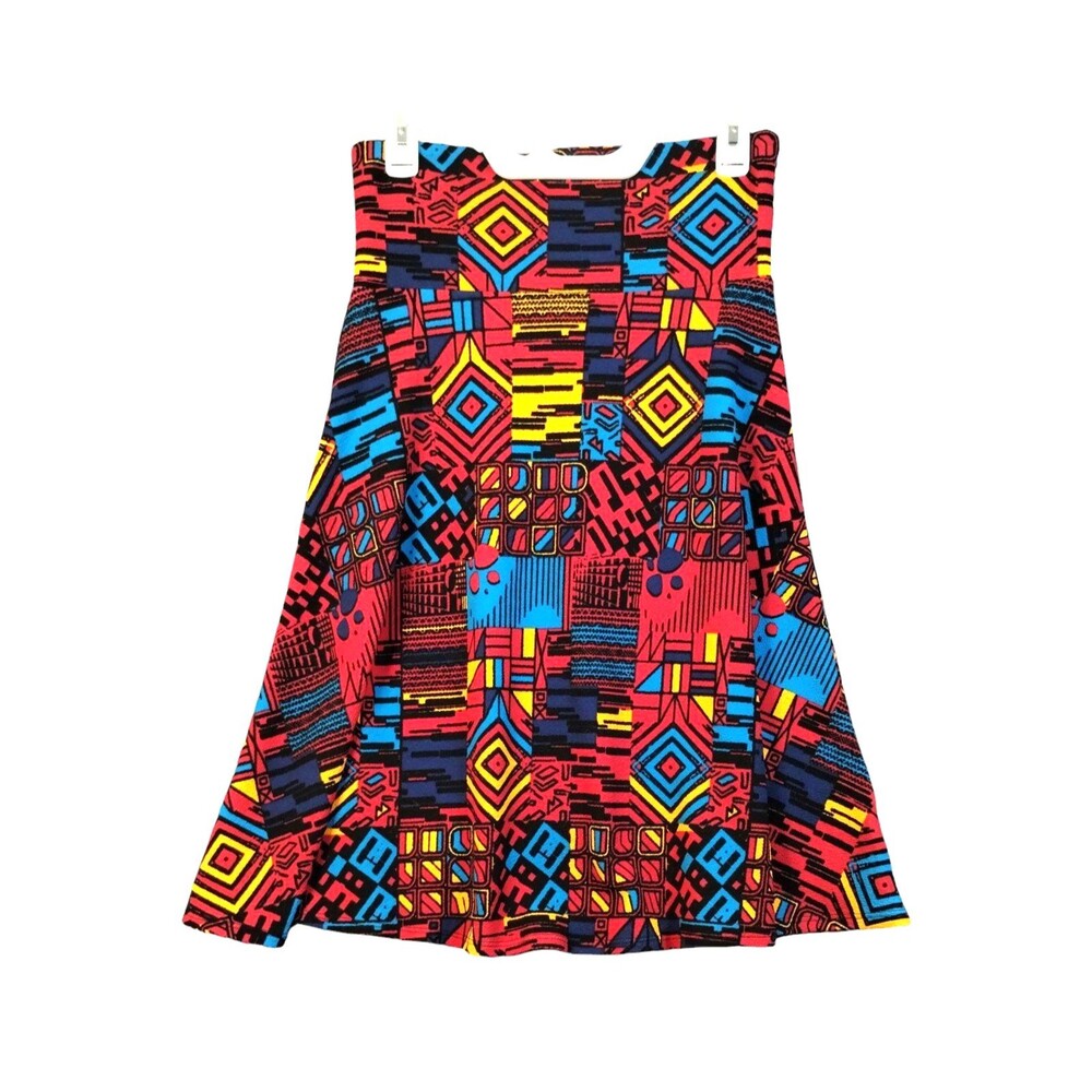 Circle Skirt Women's S Multicolor Knit Short Skater Graphic Bold Pull On